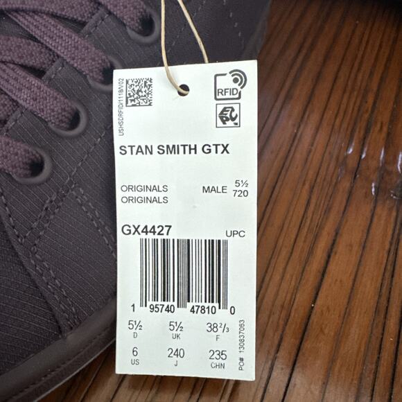New Adidas Stan Smith Men Size 6 Gore Tex Mineral Red Women Sizs 7.5 Big Kids 6Y main image 4